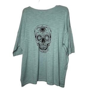 Skull Cashmere Women's Short Sleeve Sugar Skull Punk Sweater Top Size New Small